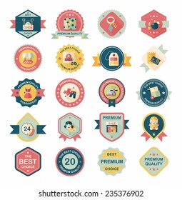 shopping badge flat design background set, eps10