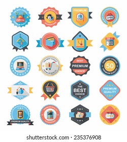 shopping badge flat design background set, eps10