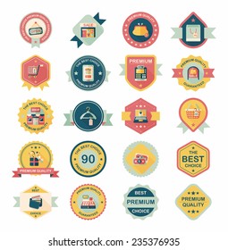 shopping badge flat design background set, eps10