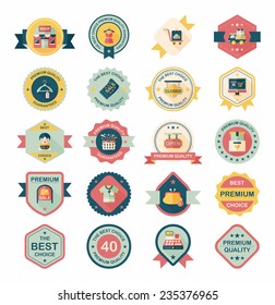 shopping badge flat design background set, eps10