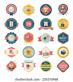 shopping badge flat design background set, eps10