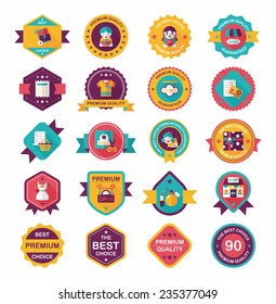 shopping badge flat design background set, eps10