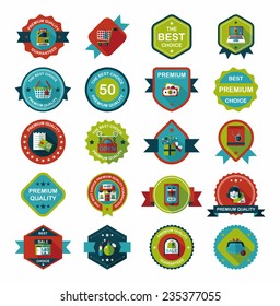 shopping badge flat design background set, eps10