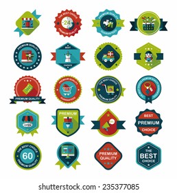 shopping badge flat design background set, eps10