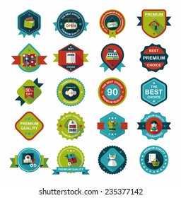 shopping badge flat design background set, eps10