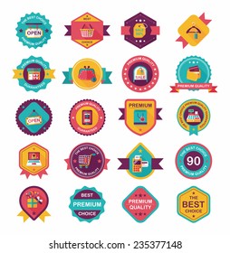 shopping badge flat design background set, eps10