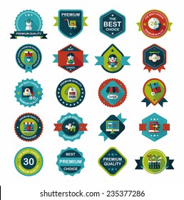 shopping badge flat design background set, eps10