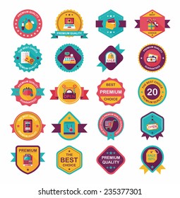 shopping badge flat design background set, eps10