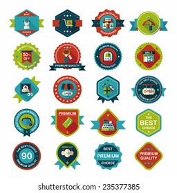 shopping badge flat design background set, eps10