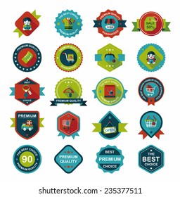 shopping badge flat design background set, eps10