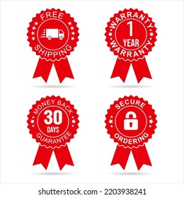 Shopping badge of free shipping warranty money back and satisfaction 