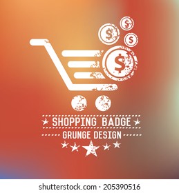 Shopping badge on blur background,vector