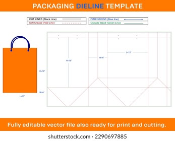 Shopping Bag 13x6x16 inch Dieline Template