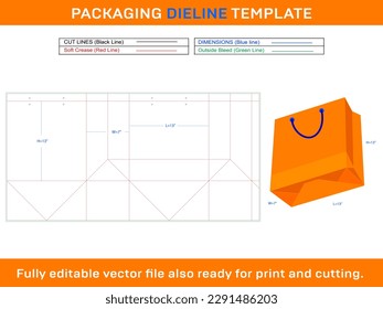 Shopping Bag 13x7x13 inch Dieline Template
