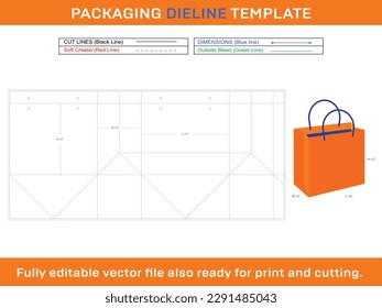 Shopping bag 16x8x13 inch Dieline Template