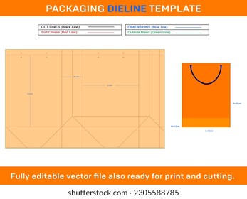 Shopping Bag 32x12x41 cm Dieline Template