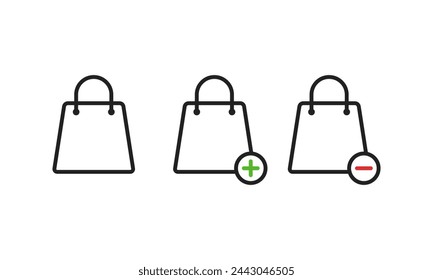 Shopping bag add and remove icon vector design collection