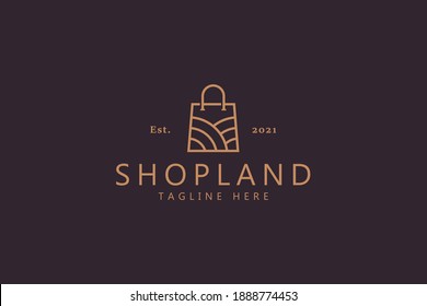 Shopping Bag Agricultural Organic Store Logo Concept. Farm and Garden Market Store Branding Identity.