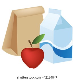 shopping bag and apple