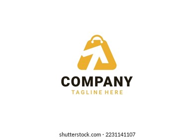 shopping bag with Up Arrow as negative space logo design