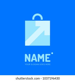 Shopping bag and arrow. Vector logo design. Business concept icon.