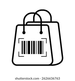 Bolso de compras con el Vector del icono del código de barras