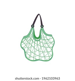 Shopping bag basket composition with isolated image of empty string bag vector illustration