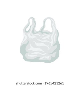 Shopping bag basket composition with isolated image of empty transparent plastic bag vector illustration