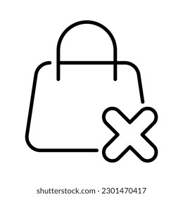 shopping bag basket cross thin line outline Icon button