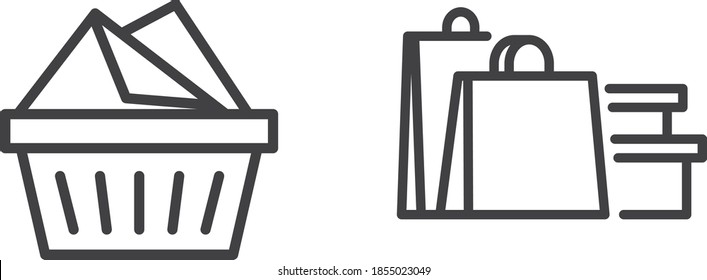 shopping bag and basket icon vector