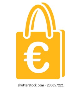 Shopping bag from BiColor Euro Banking Icon Set. Vector style: flat, yellow symbol, rounded angles, white background.
