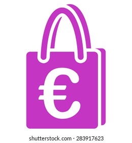 Shopping bag from BiColor Euro Banking Icon Set. Vector style: flat, violet symbol, rounded angles, white background.