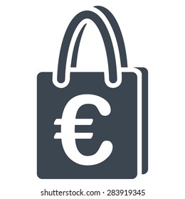 Shopping bag from BiColor Euro Banking Icon Set. Vector style: flat, smooth blue symbol, rounded angles, white background.