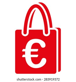 Shopping bag from BiColor Euro Banking Icon Set. Vector style: flat, red symbol, rounded angles, white background.