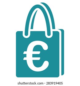 Shopping bag from BiColor Euro Banking Icon Set. Vector style: flat, soft blue symbol, rounded angles, white background.