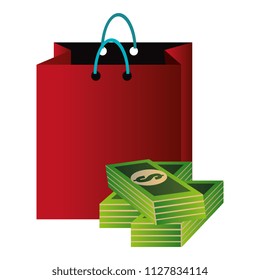 shopping bag with bills