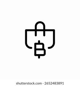 saco de compras bitcoin ícone vetor sinal