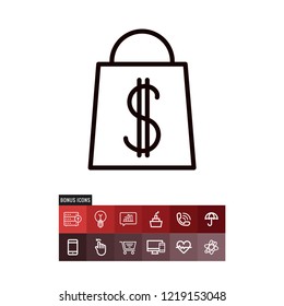 Shopping bag black friday vector icon