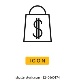 Shopping bag black friday vector icon