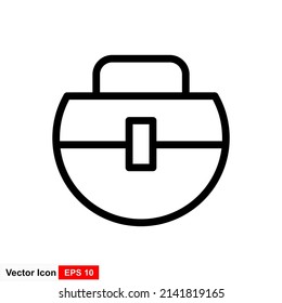 Shopping bag black outline icon. Vector Illustration.