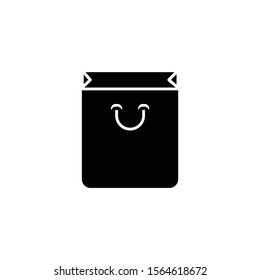 shopping bag - black vector icon with shadow