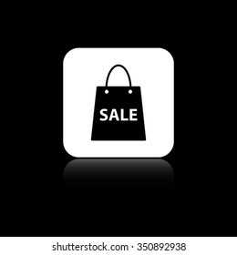 Shopping bag - black vector icon on the white button