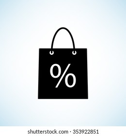 shopping bag -  black vector icon