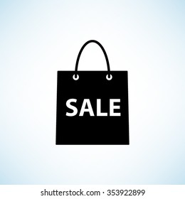 shopping bag -  black vector icon