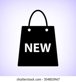 Shopping bag  - black vector icon