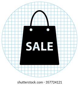 Shopping bag -  black vector icon