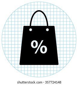 Shopping bag -  black vector icon
