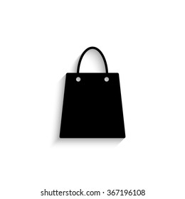 Shopping bag - black vector  icon with shadow