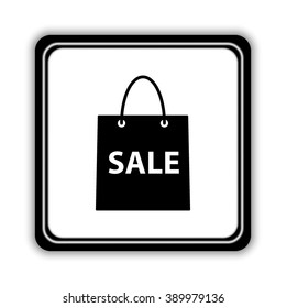 shopping bag -  black vector icon