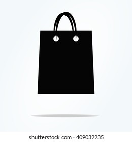 shopping bag - black vector icon